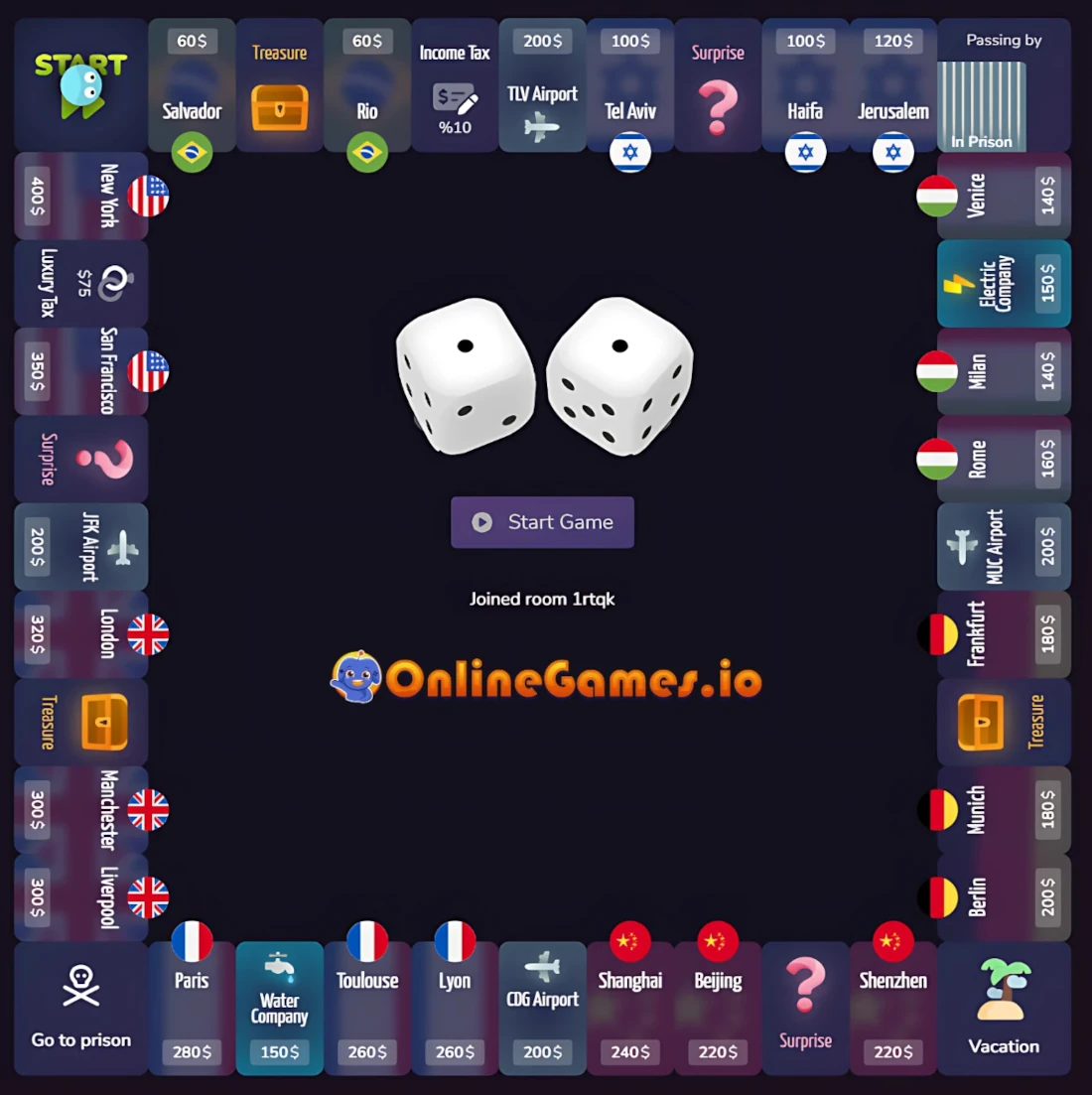 Monopoly Online Game Board