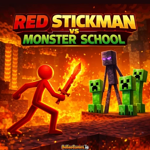Red Stickman vs Monster School Online